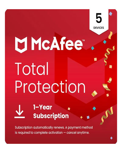 McAfee Total Protection 5-Device 2025 | Security Software Includes Antivirus, Secure VPN, Scam Protection