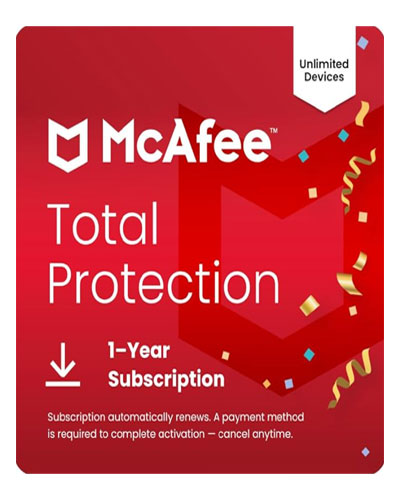 McAfee Total Protection Unlimited Devices 2025 | Security Software Includes Antivirus, Secure VPN, Scam Protection
