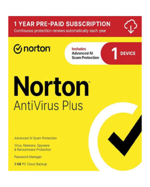 Norton AntiVirus Plus 2025, Antivirus software for 1 Device with Auto-Renewal