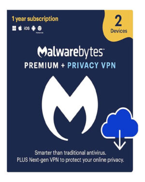 Malwarebytes Premium + Privacy VPN bundle | 1 Year, 2 Devices | Windows, Mac OS, Android, Apple iOS, Chrome
