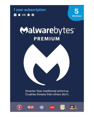 Malwarebytes Premium Software | 5 Device 1 Year (Windows, Mac OS, Android, Apple iOS, Chrome